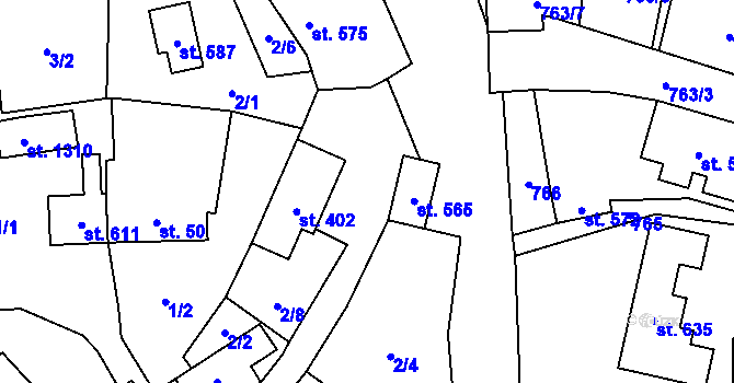Parcela st. 2/3 v KÚ Ratiboř u Vsetína, Katastrální mapa