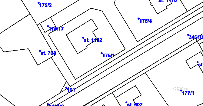 Parcela st. 175/1 v KÚ Ratiboř u Vsetína, Katastrální mapa