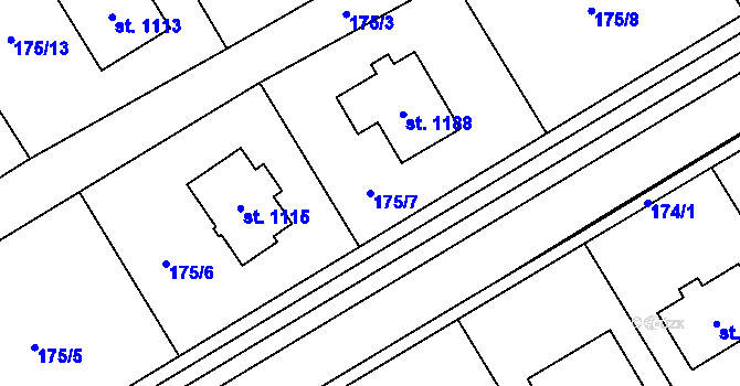 Parcela st. 175/7 v KÚ Ratiboř u Vsetína, Katastrální mapa