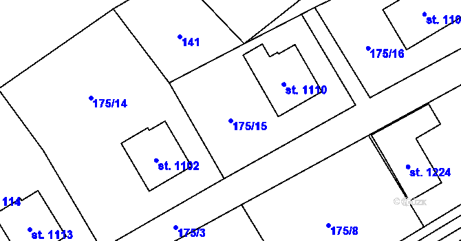 Parcela st. 175/15 v KÚ Ratiboř u Vsetína, Katastrální mapa