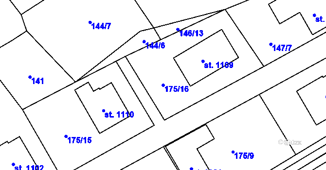 Parcela st. 175/16 v KÚ Ratiboř u Vsetína, Katastrální mapa