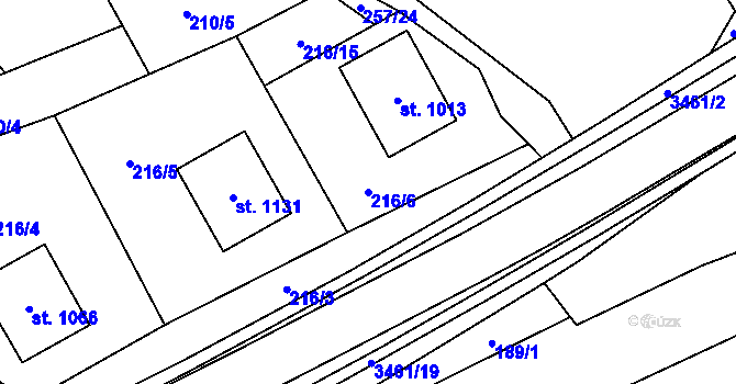 Parcela st. 216/6 v KÚ Ratiboř u Vsetína, Katastrální mapa