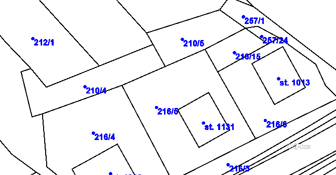Parcela st. 216/14 v KÚ Ratiboř u Vsetína, Katastrální mapa