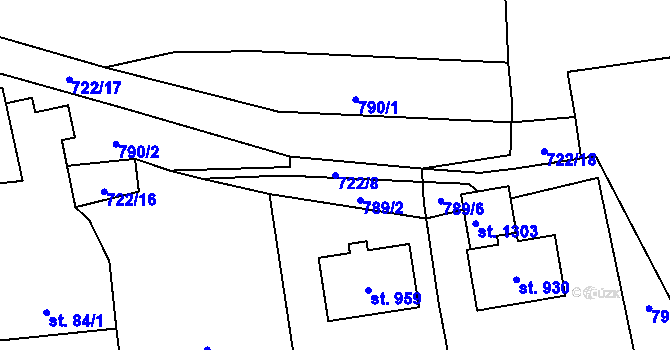 Parcela st. 722/8 v KÚ Ratiboř u Vsetína, Katastrální mapa