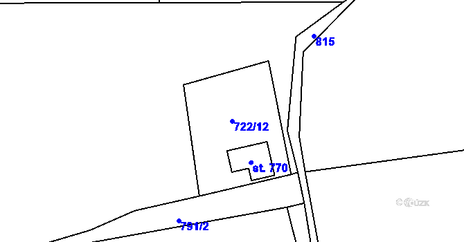 Parcela st. 722/12 v KÚ Ratiboř u Vsetína, Katastrální mapa