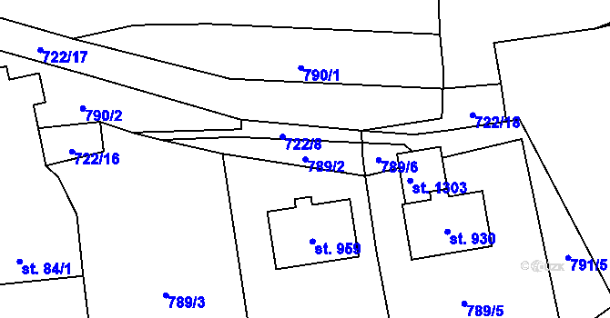 Parcela st. 789/2 v KÚ Ratiboř u Vsetína, Katastrální mapa