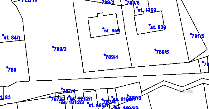 Parcela st. 789/4 v KÚ Ratiboř u Vsetína, Katastrální mapa