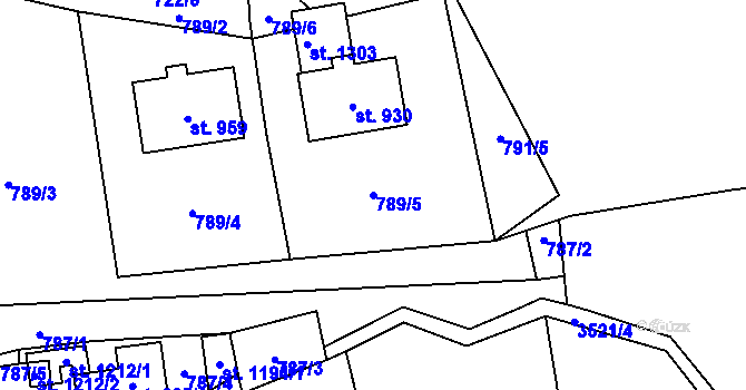 Parcela st. 789/5 v KÚ Ratiboř u Vsetína, Katastrální mapa