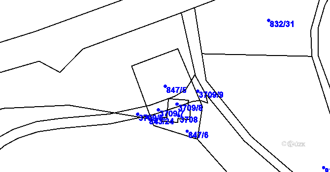 Parcela st. 847/5 v KÚ Ratiboř u Vsetína, Katastrální mapa