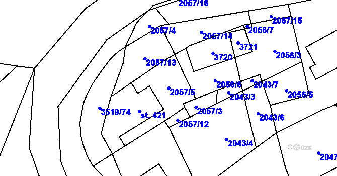 Parcela st. 2057/5 v KÚ Ratiboř u Vsetína, Katastrální mapa