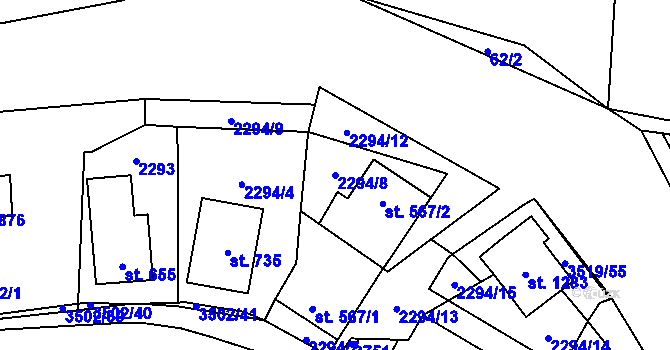 Parcela st. 2294/8 v KÚ Ratiboř u Vsetína, Katastrální mapa