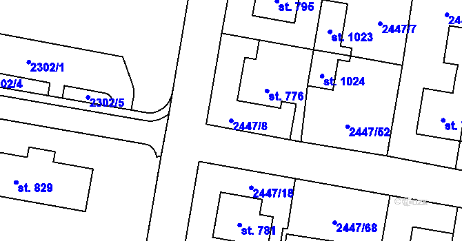 Parcela st. 2447/8 v KÚ Ratiboř u Vsetína, Katastrální mapa