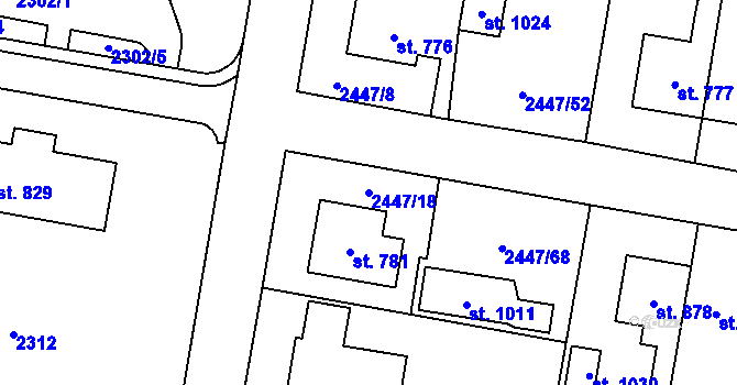 Parcela st. 2447/18 v KÚ Ratiboř u Vsetína, Katastrální mapa