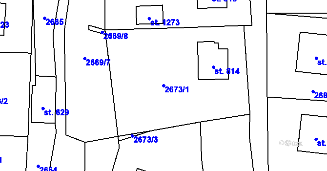 Parcela st. 2673/1 v KÚ Ratiboř u Vsetína, Katastrální mapa