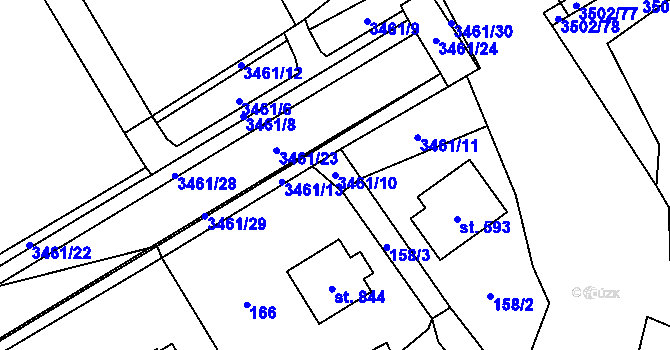 Parcela st. 3461/10 v KÚ Ratiboř u Vsetína, Katastrální mapa