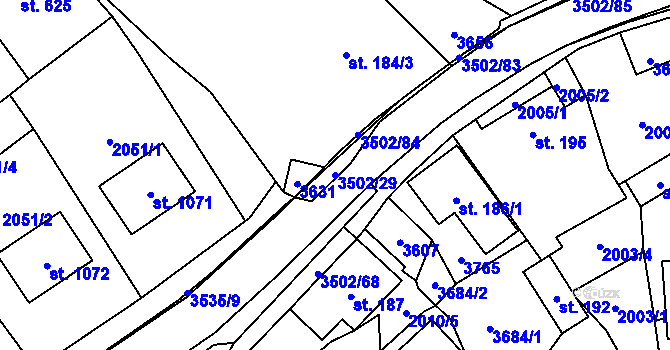 Parcela st. 3502/29 v KÚ Ratiboř u Vsetína, Katastrální mapa