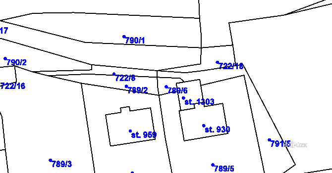 Parcela st. 789/6 v KÚ Ratiboř u Vsetína, Katastrální mapa