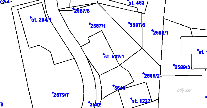 Parcela st. 512/1 v KÚ Ratiboř u Vsetína, Katastrální mapa