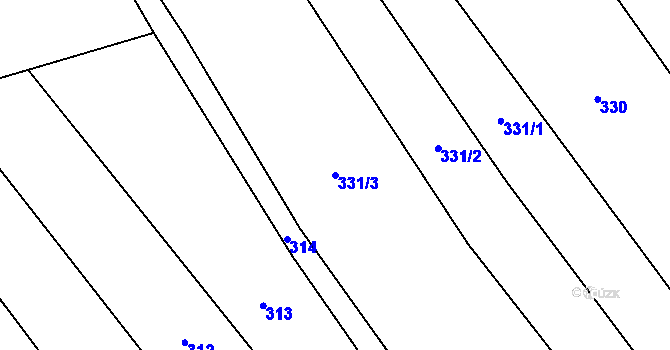 Parcela st. 331/3 v KÚ Ratiboř u Vsetína, Katastrální mapa