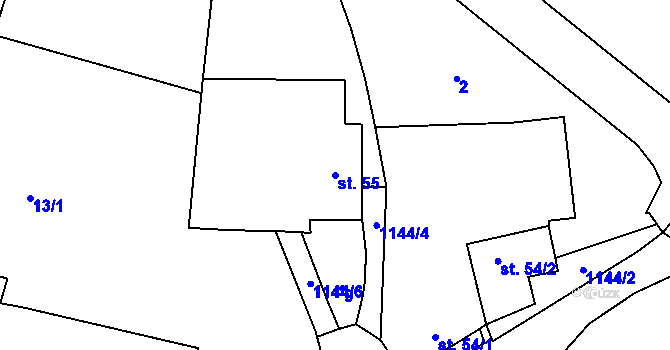 Parcela st. 55 v KÚ Ratibořice u Tábora, Katastrální mapa