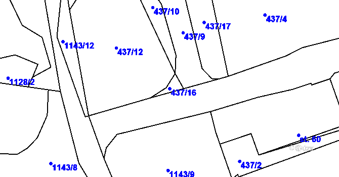 Parcela st. 437/16 v KÚ Ratibořice u Tábora, Katastrální mapa