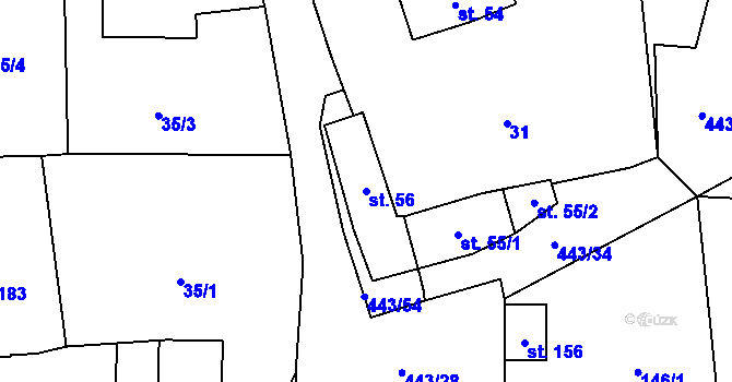 Parcela st. 56 v KÚ Ratibořské Hory, Katastrální mapa