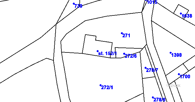 Parcela st. 152/1 v KÚ Ratibořské Hory, Katastrální mapa