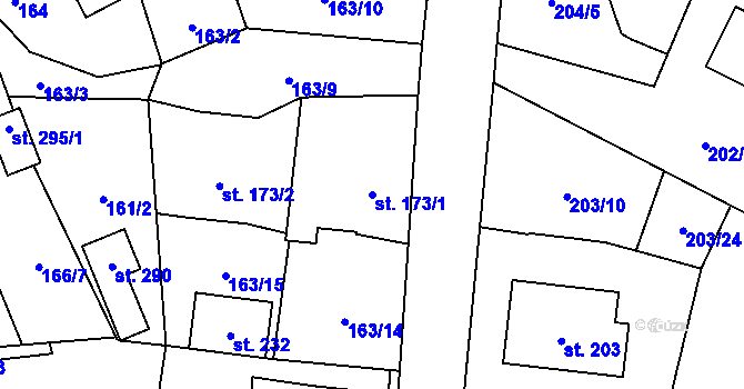 Parcela st. 173/1 v KÚ Ratibořské Hory, Katastrální mapa