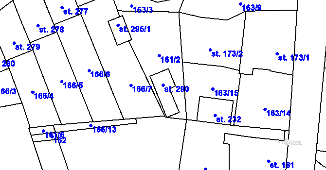 Parcela st. 290 v KÚ Ratibořské Hory, Katastrální mapa