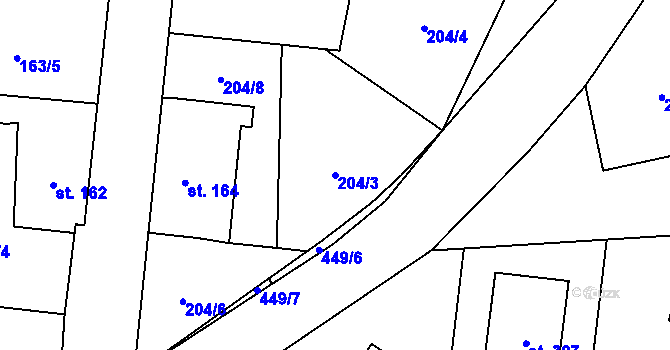 Parcela st. 204/3 v KÚ Ratibořské Hory, Katastrální mapa