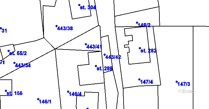 Parcela st. 443/42 v KÚ Ratibořské Hory, Katastrální mapa