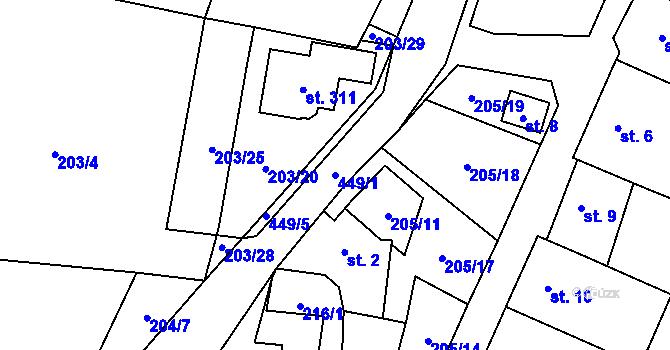 Parcela st. 449/1 v KÚ Ratibořské Hory, Katastrální mapa