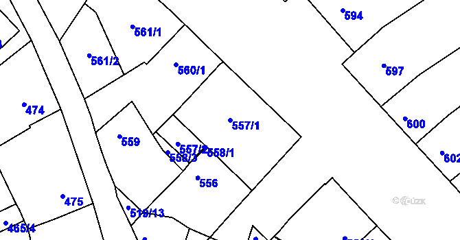 Parcela st. 557/1 v KÚ Ratíškovice, Katastrální mapa