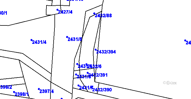 Parcela st. 2432/394 v KÚ Ratíškovice, Katastrální mapa