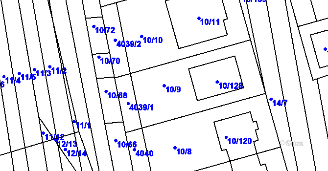 Parcela st. 10/9 v KÚ Ratíškovice, Katastrální mapa