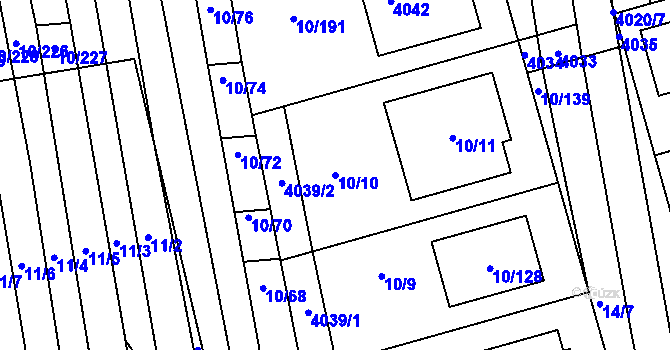 Parcela st. 10/10 v KÚ Ratíškovice, Katastrální mapa
