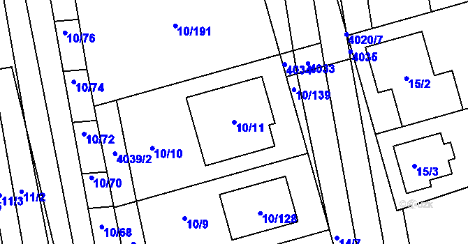 Parcela st. 10/11 v KÚ Ratíškovice, Katastrální mapa