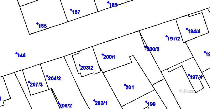 Parcela st. 200 v KÚ Ratíškovice, Katastrální mapa