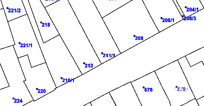 Parcela st. 211/1 v KÚ Ratíškovice, Katastrální mapa