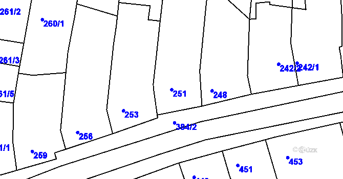 Parcela st. 251 v KÚ Ratíškovice, Katastrální mapa