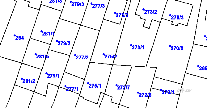 Parcela st. 275/2 v KÚ Ratíškovice, Katastrální mapa