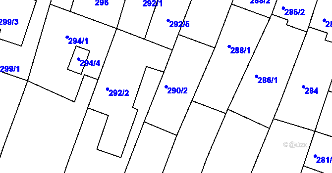 Parcela st. 290/2 v KÚ Ratíškovice, Katastrální mapa