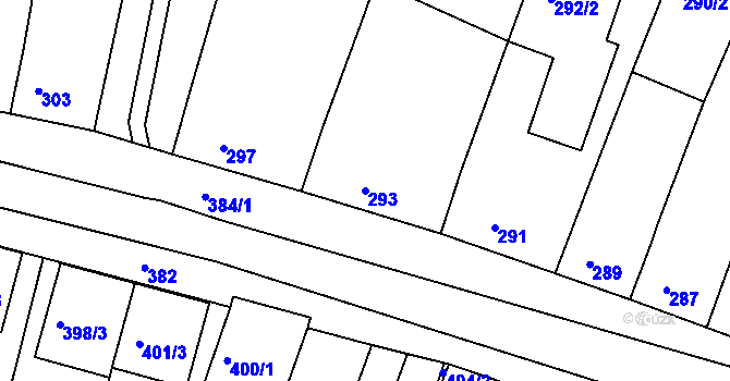 Parcela st. 293 v KÚ Ratíškovice, Katastrální mapa