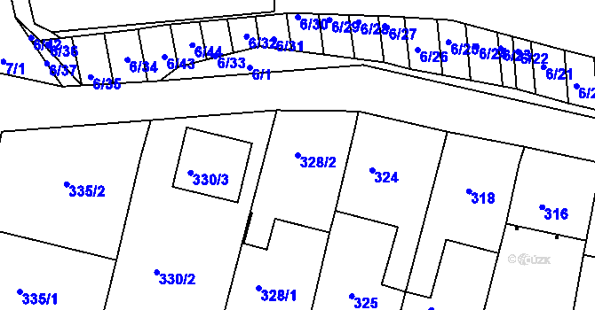 Parcela st. 328/2 v KÚ Ratíškovice, Katastrální mapa