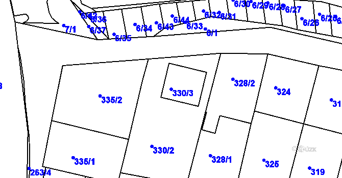 Parcela st. 330/3 v KÚ Ratíškovice, Katastrální mapa