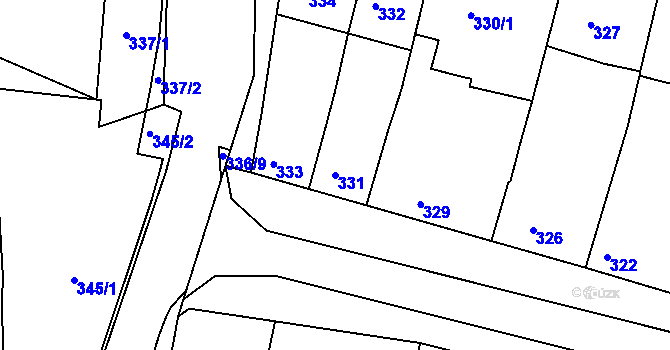 Parcela st. 331 v KÚ Ratíškovice, Katastrální mapa