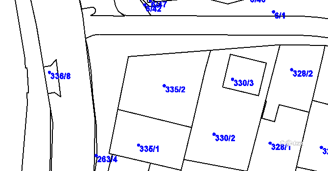 Parcela st. 335/2 v KÚ Ratíškovice, Katastrální mapa