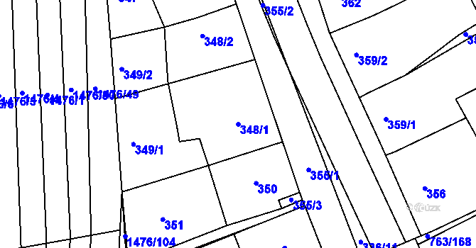 Parcela st. 348/1 v KÚ Ratíškovice, Katastrální mapa