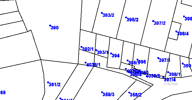 Parcela st. 393/1 v KÚ Ratíškovice, Katastrální mapa
