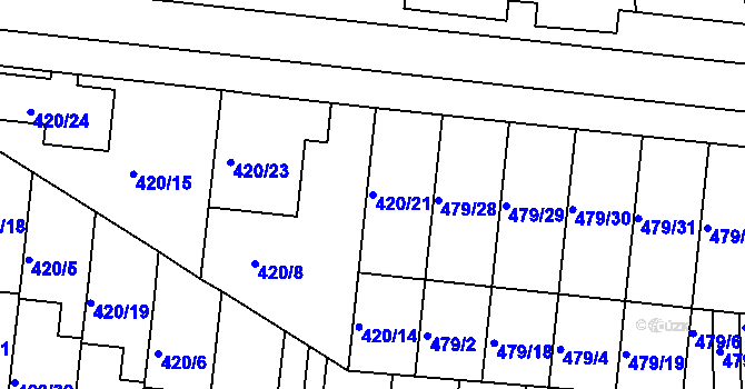 Parcela st. 420/21 v KÚ Ratíškovice, Katastrální mapa